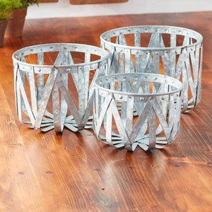 Final Price Set of Galvanized Metal Baskets